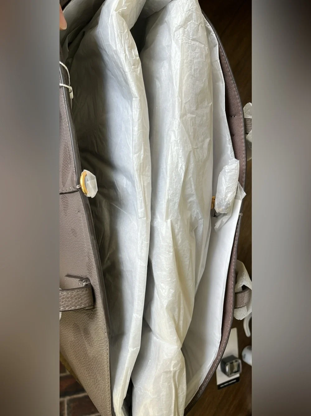 NEW Tory Burch McGraw Pebbled Leather Tote in Silver Maple